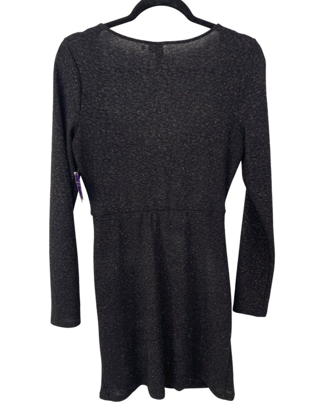 Windsor Toni Mini Dress XL Glitter Cowl Neck Long Sleeve Black Shimmer Party NEW - Picture 4 of 11